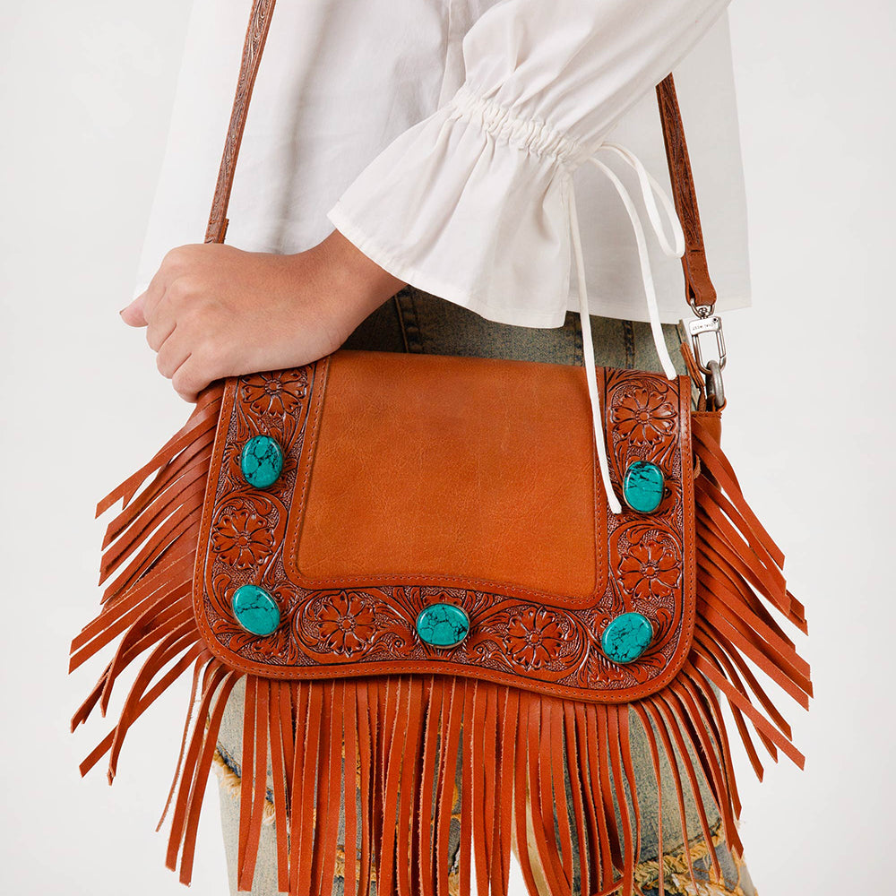 Sac à bandoulière Loyal West Boho moyen à pompon