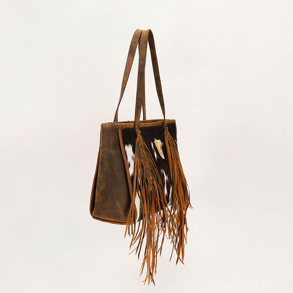 Sac à main en peau de vache moyenne Loyal West Hide And Fringe