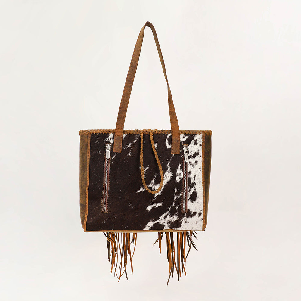 Sac à main en peau de vache moyenne Loyal West Hide And Fringe