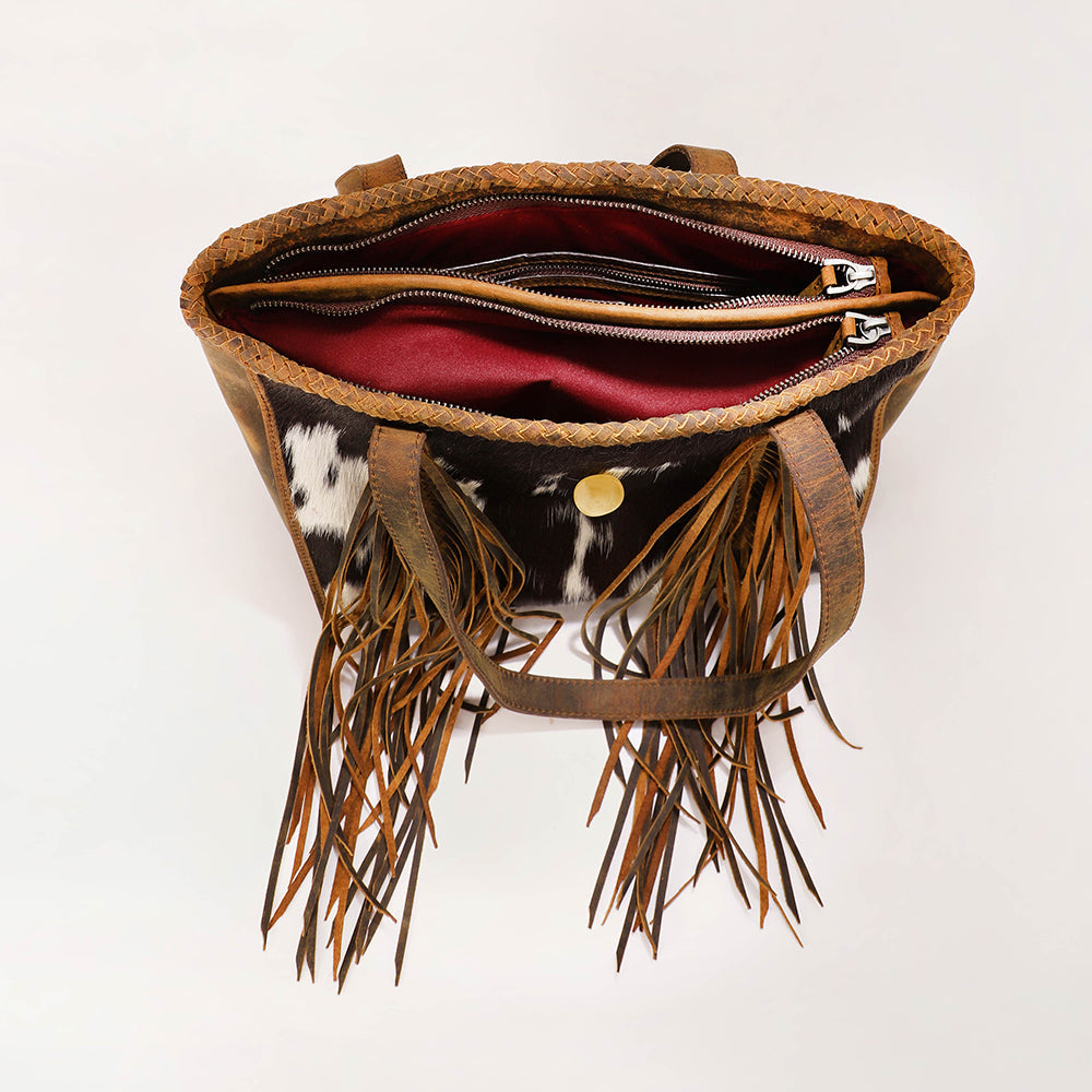Sac à main en peau de vache moyenne Loyal West Hide And Fringe
