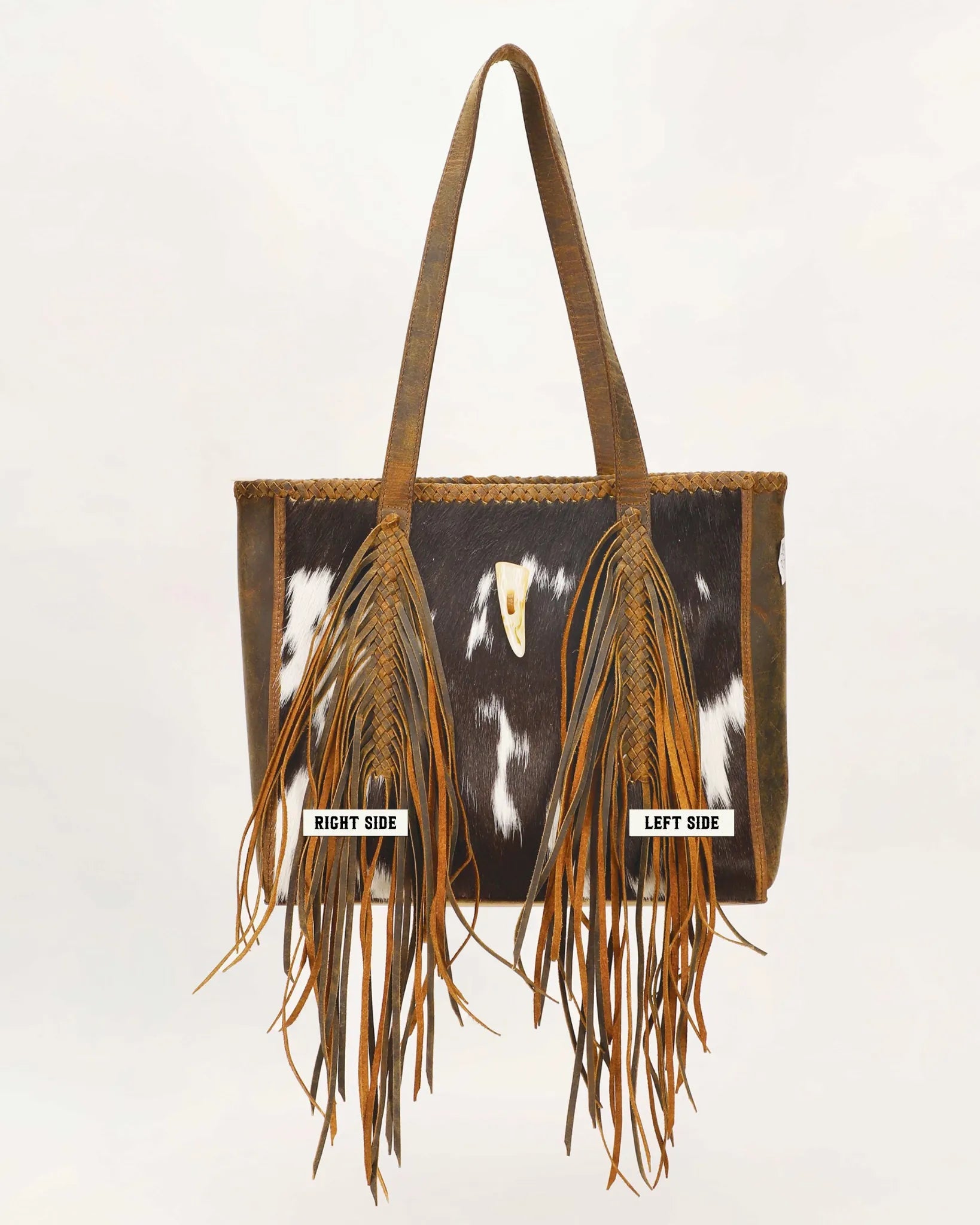 Sac à main en peau de vache moyenne Loyal West Hide And Fringe