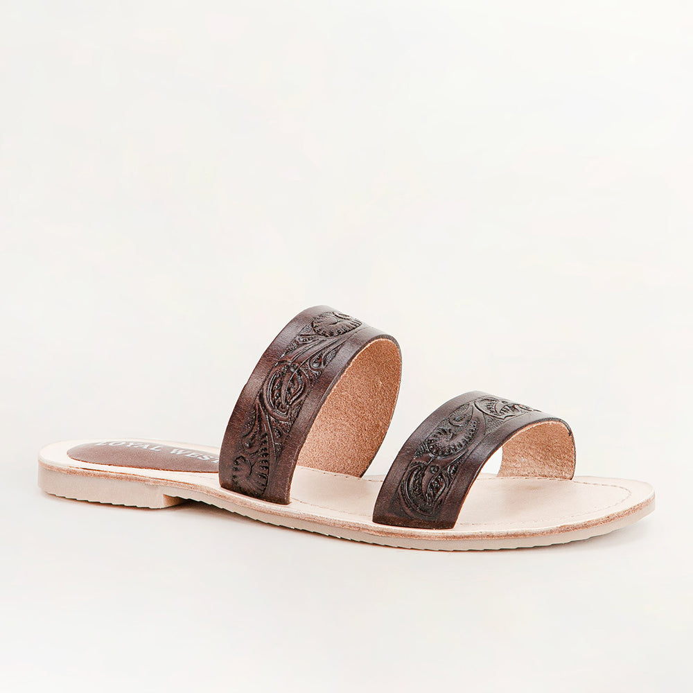 Sandales Loyal West Mesa Wanderer – Cuir noir estampé main