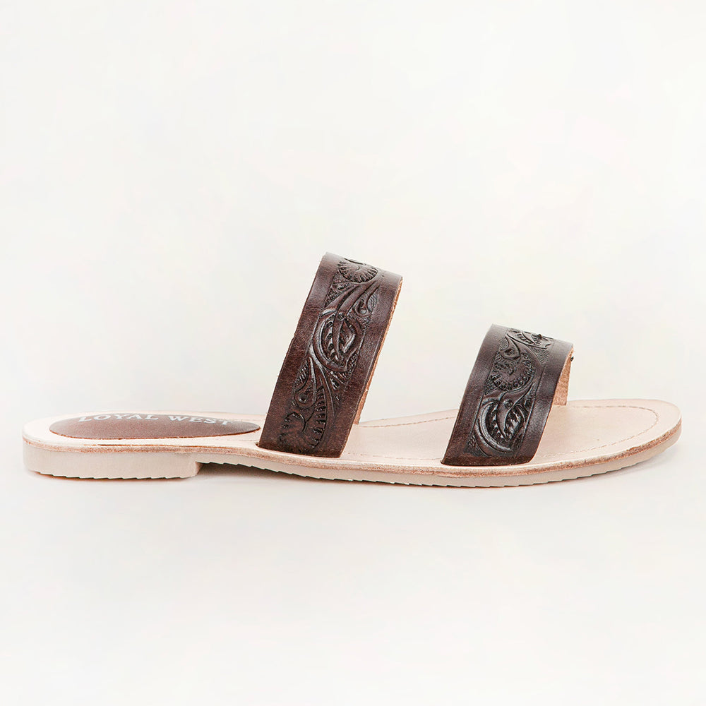 Sandales Loyal West Mesa Wanderer – Cuir noir estampé main