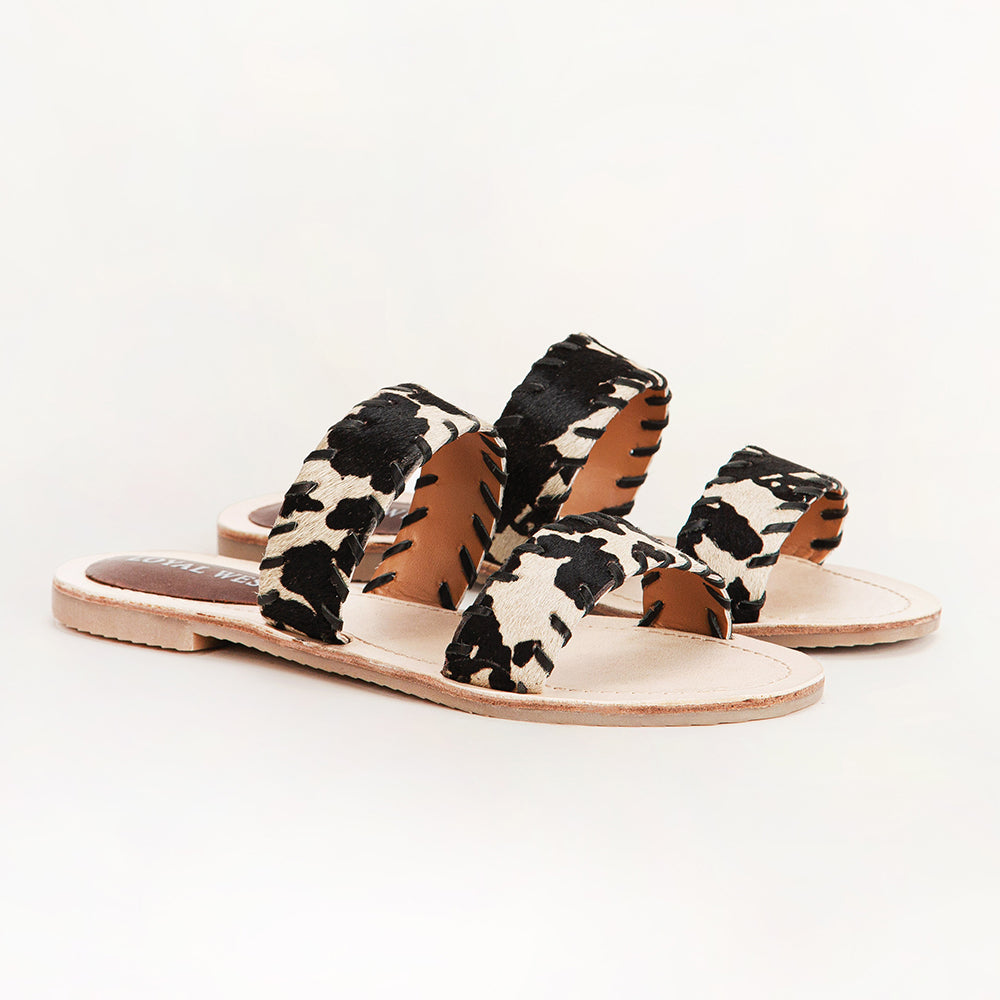 Sandales Loyal West Mesa Wanderer - Cuir de vachette noir et blanc
