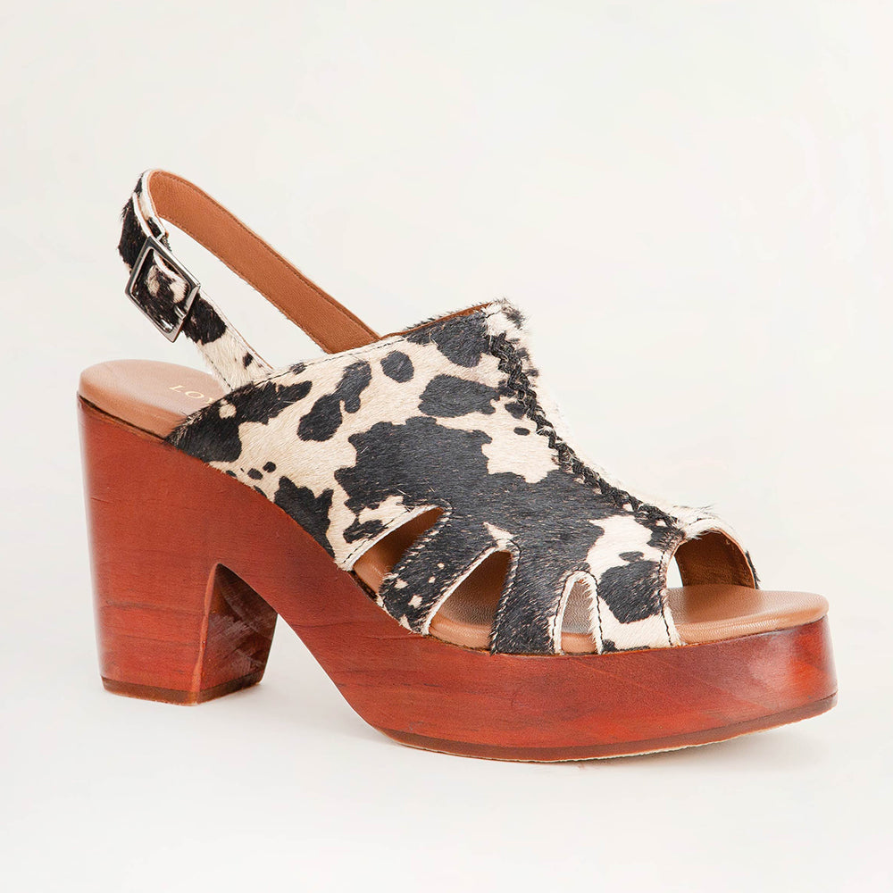 Sandales Loyal West Dana - Cuir de vachette noir et blanc