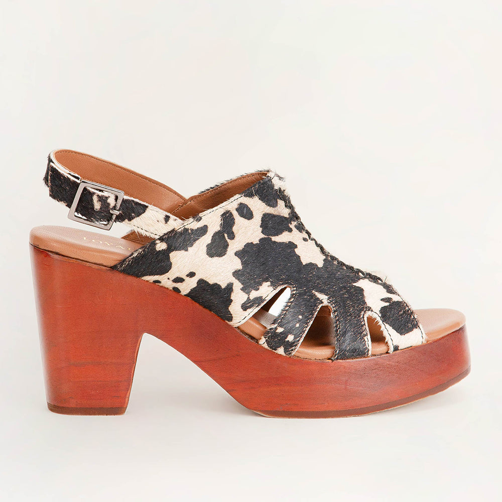 Sandales Loyal West Dana - Cuir de vachette noir et blanc