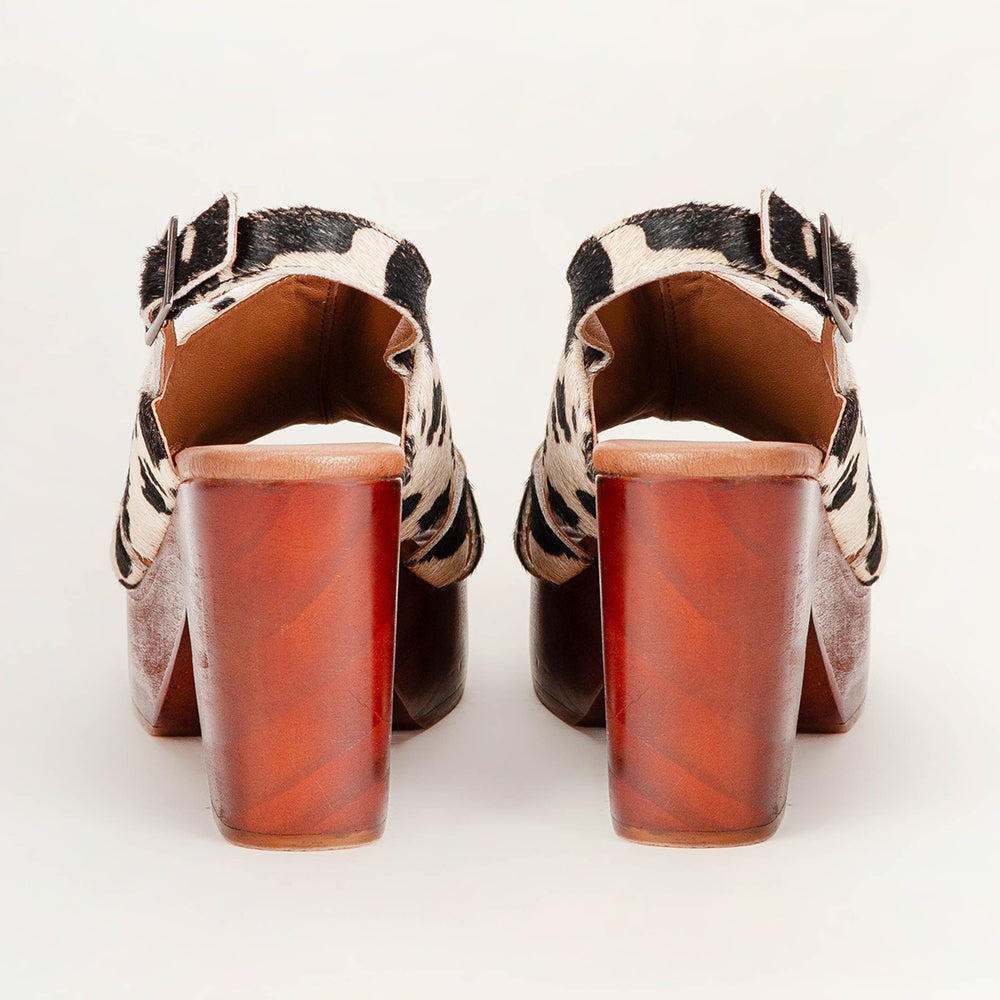 Sandales Loyal West Dana - Cuir de vachette noir et blanc