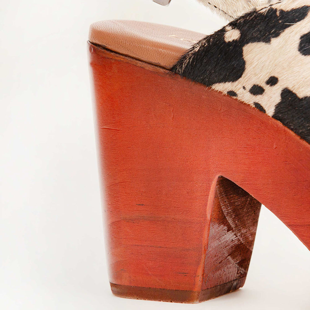 Sandales Loyal West Dana - Cuir de vachette noir et blanc