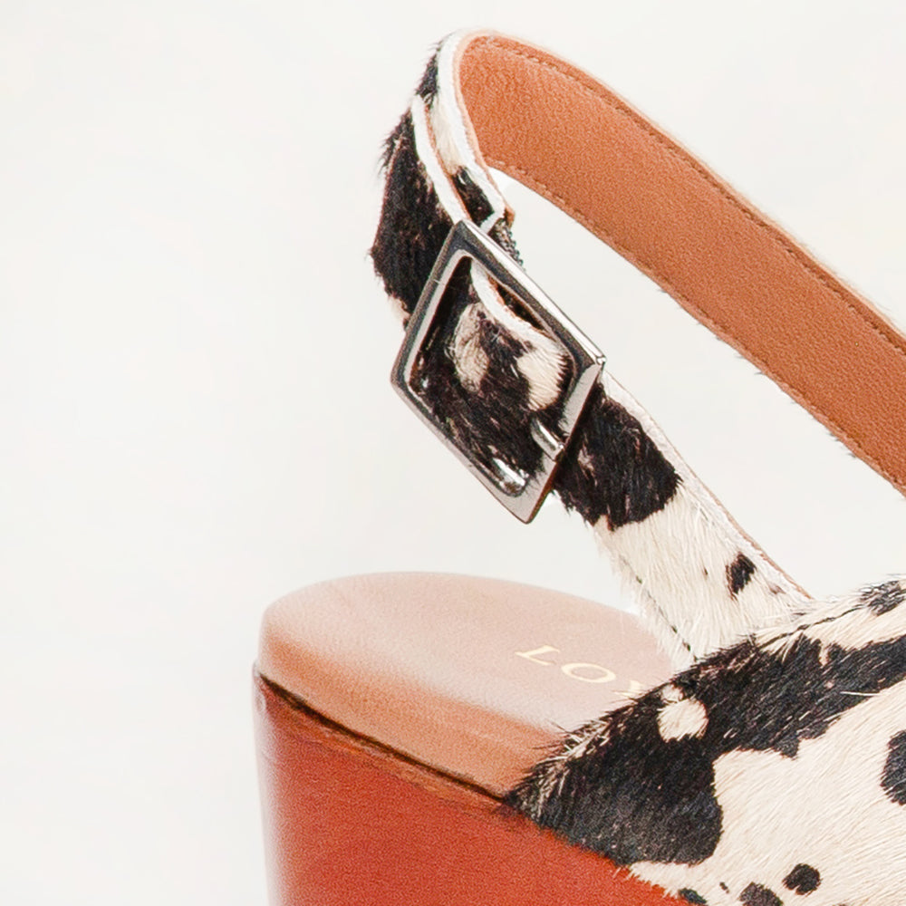 Sandales Loyal West Dana - Cuir de vachette noir et blanc
