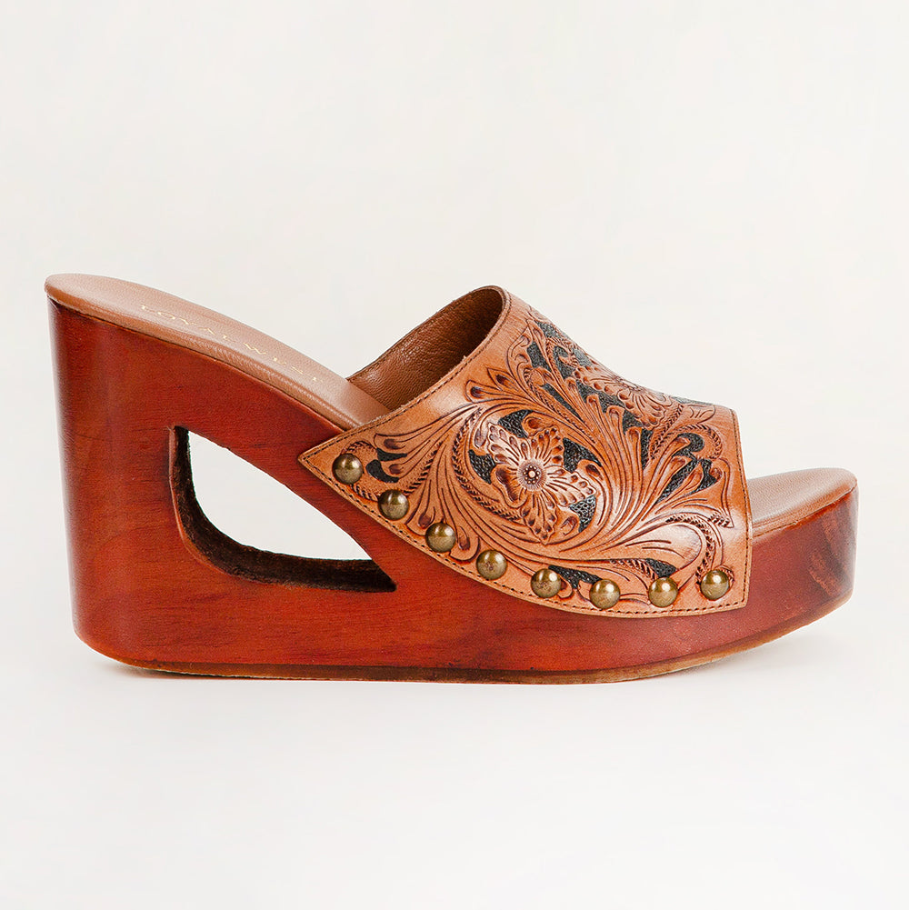 Sandales Loyal West Desert Wanderer – Cuir ciselé marron foncé