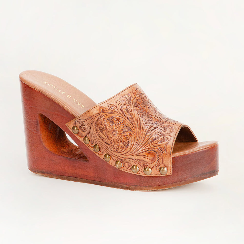 Sandales Loyal West Desert Wanderer – Cuir repoussé marron clair