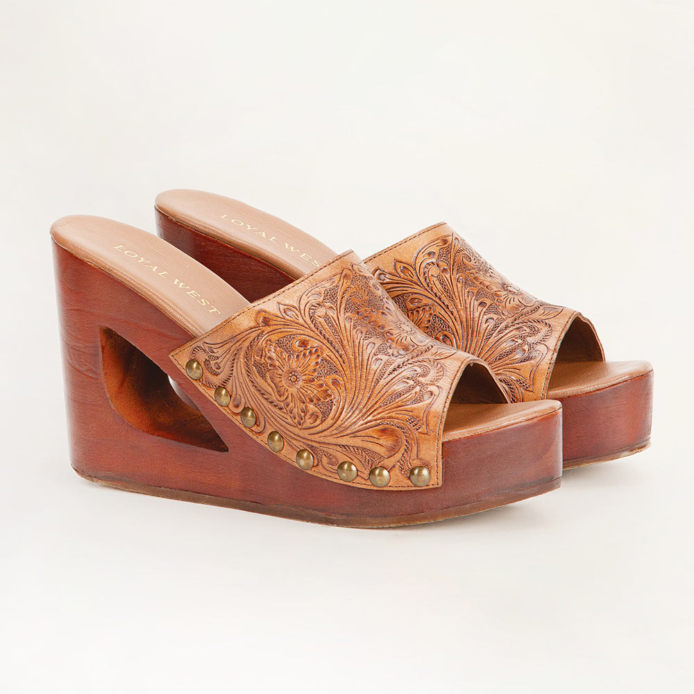 Sandales Loyal West Desert Wanderer – Cuir repoussé marron clair