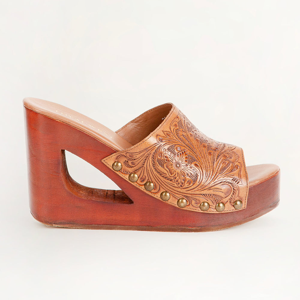 Sandales Loyal West Desert Wanderer – Cuir repoussé marron clair