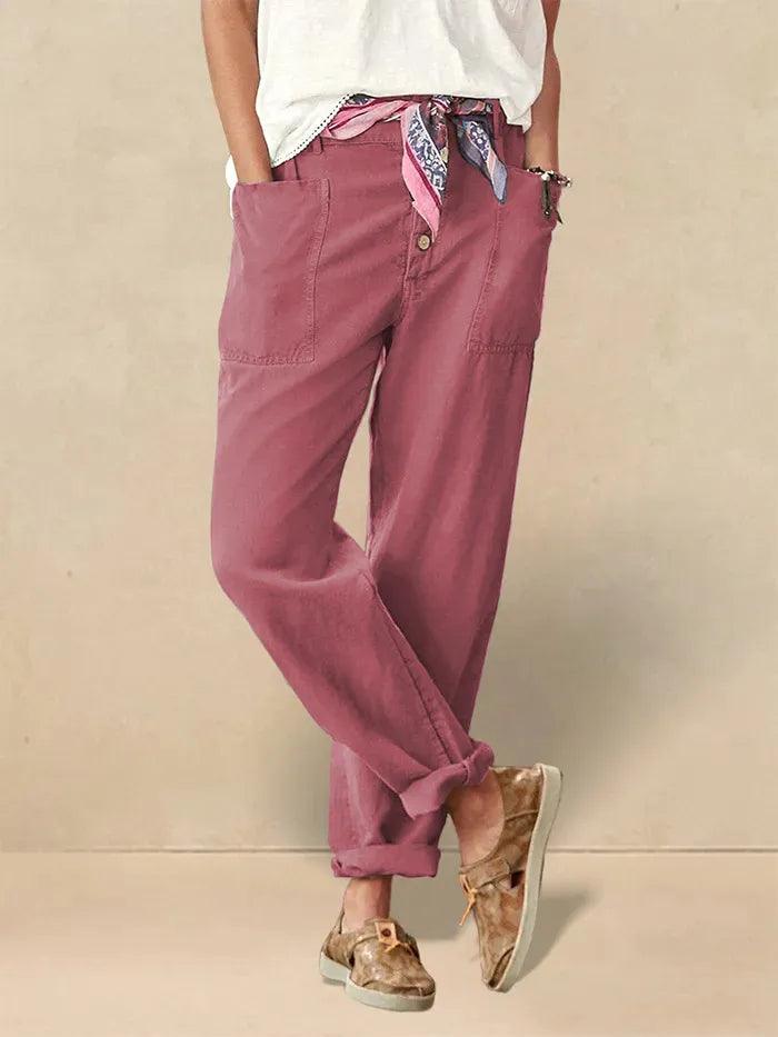 Pantalon HEIDI en lin à boutons dissimulés