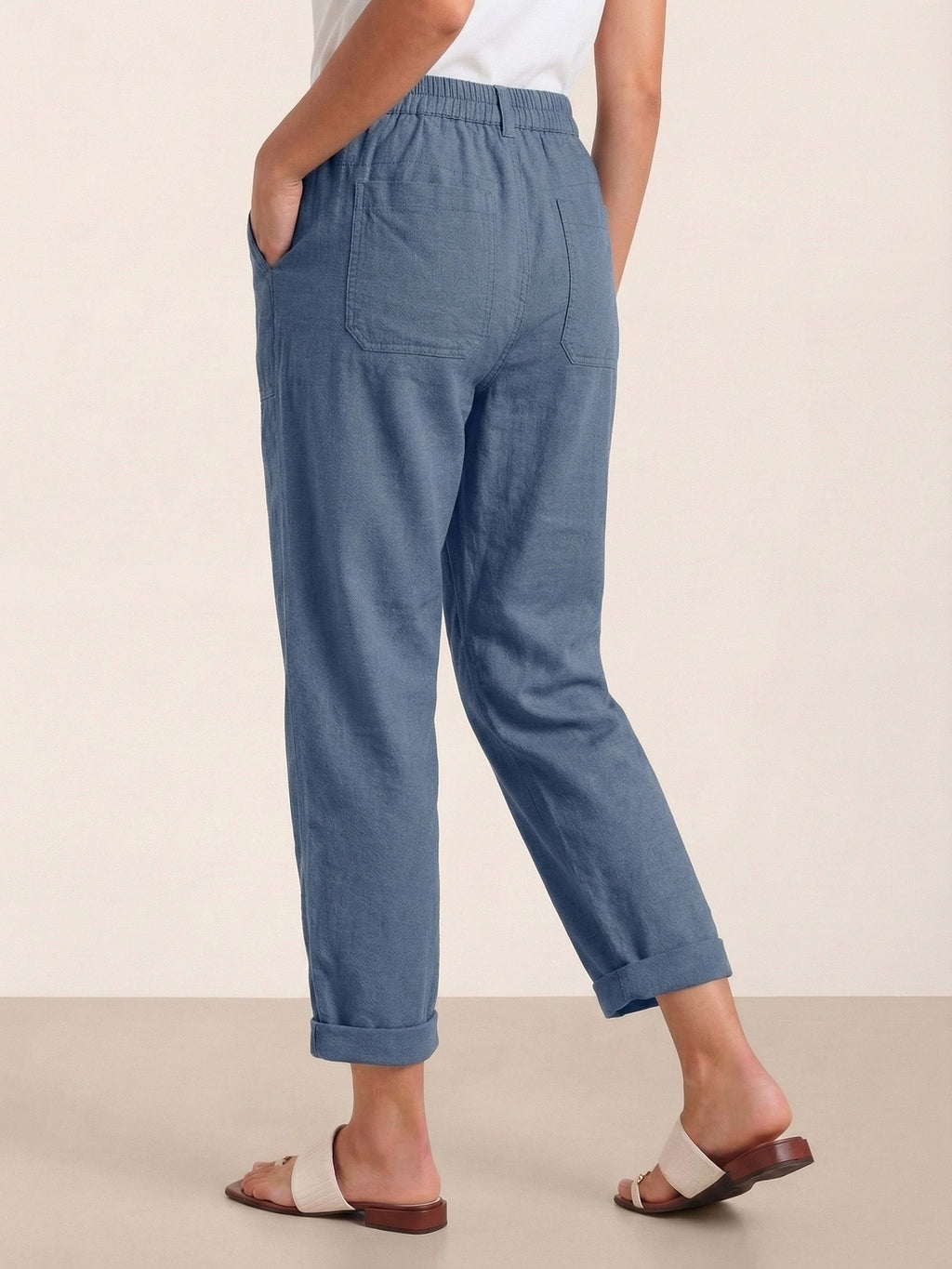 Pantalon HEIDI en lin à boutons dissimulés