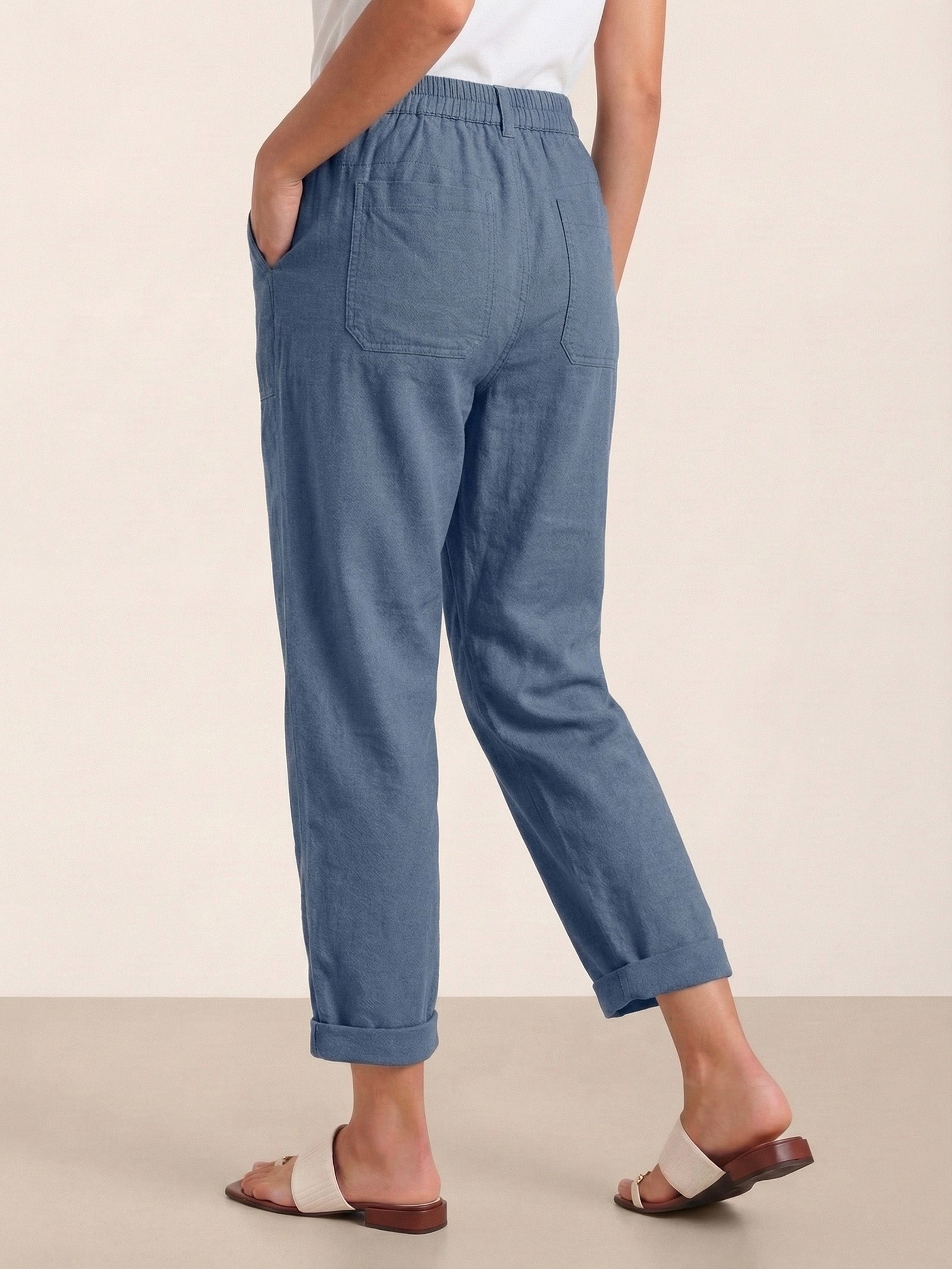Pantalon HEIDI en lin à boutons dissimulés