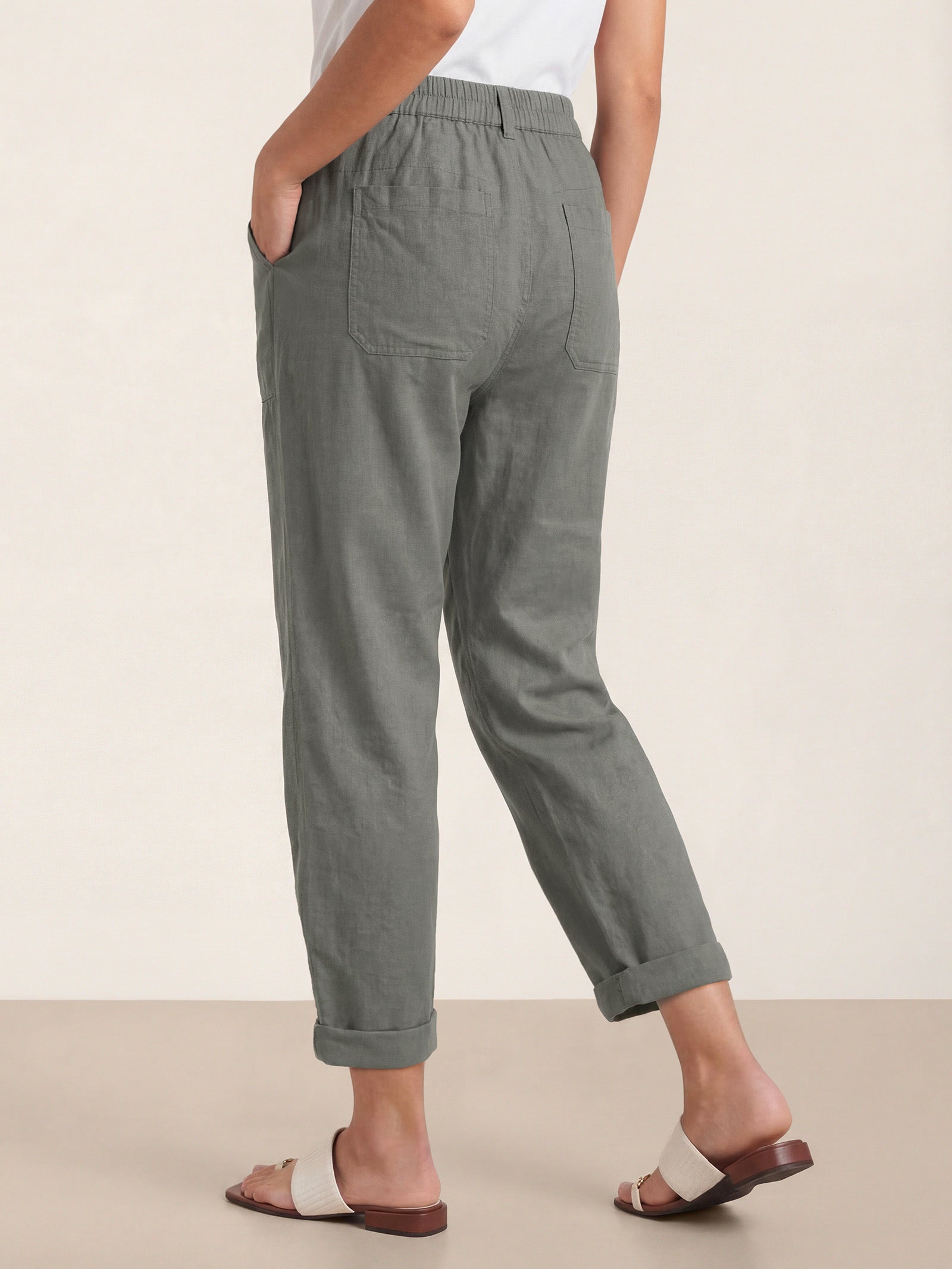 Pantalon HEIDI en lin à boutons dissimulés