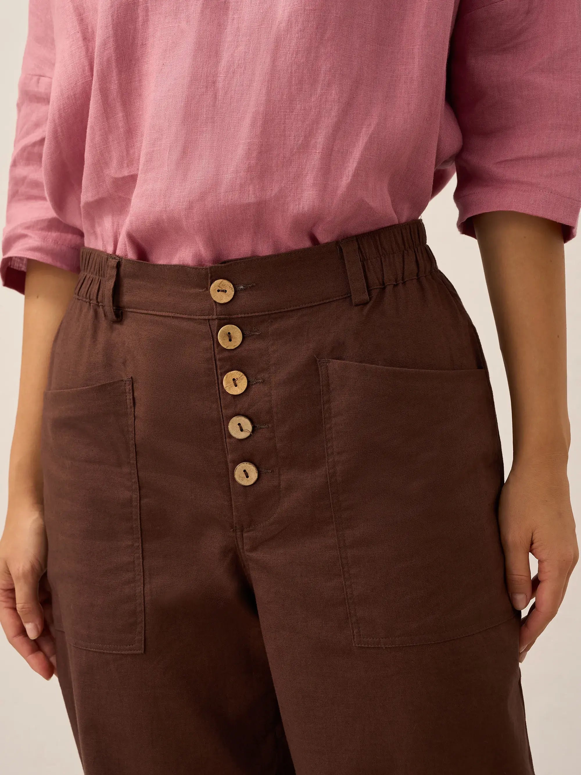 Pantalon HEIDI en lin à boutons dissimulés