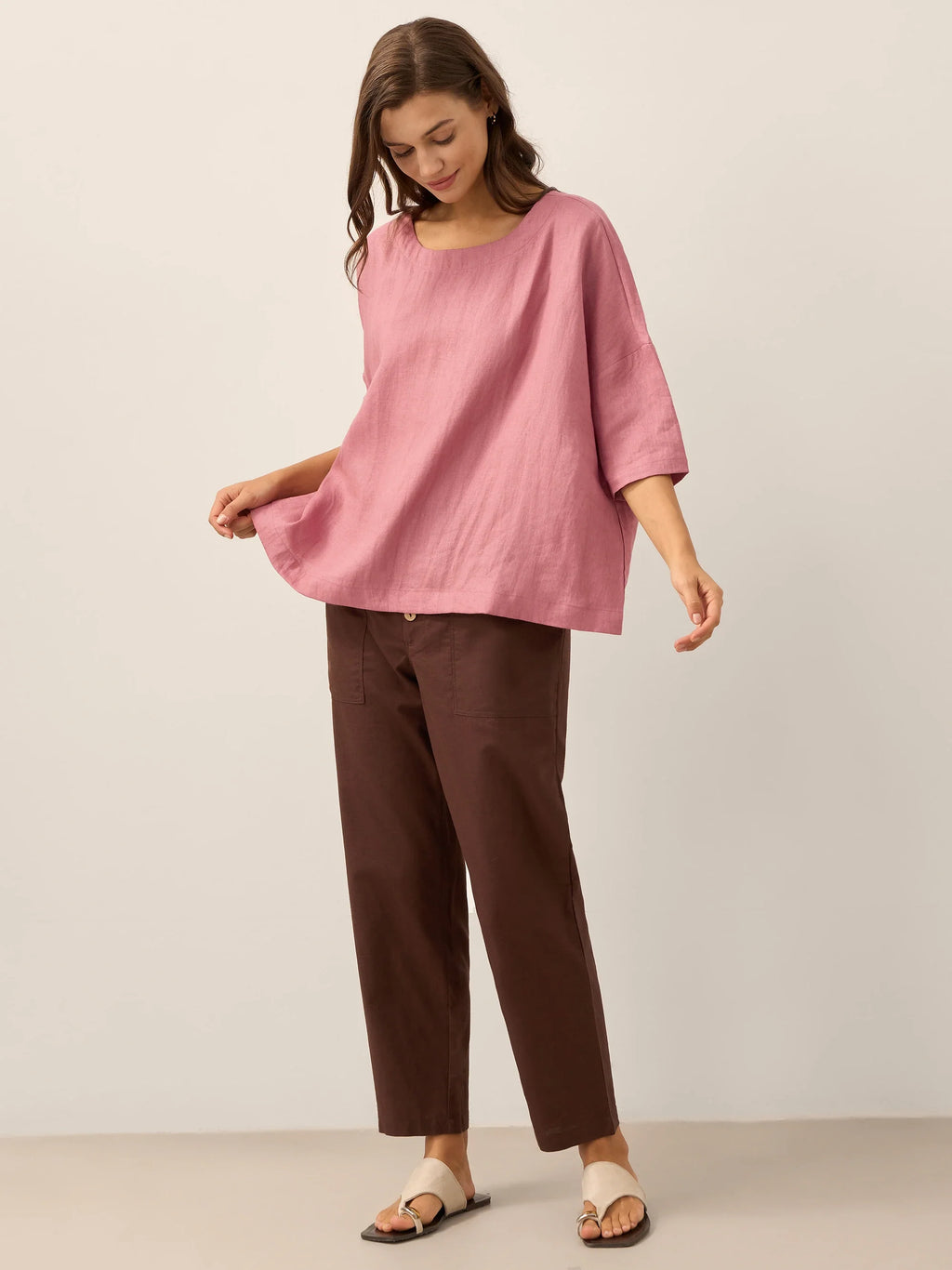 Pantalon HEIDI en lin à boutons dissimulés