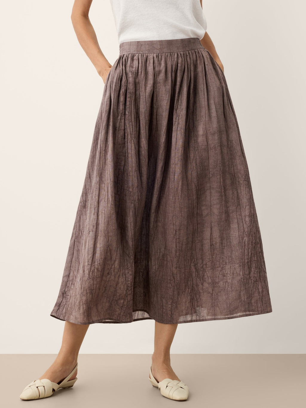 Jupe à taille plissée texturée en lyocell ROSAMUND