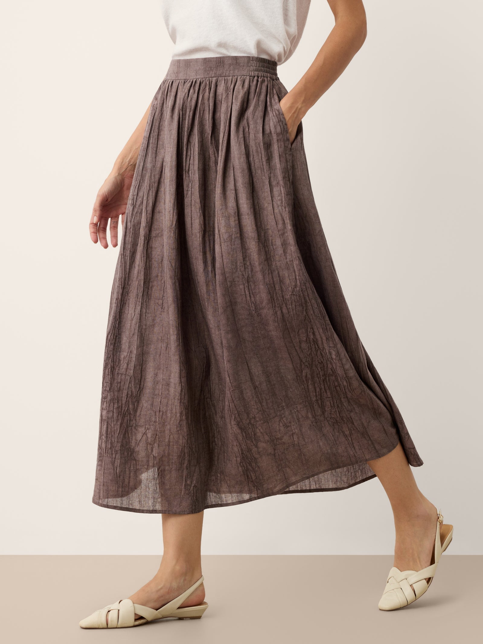 Jupe à taille plissée texturée en lyocell ROSAMUND