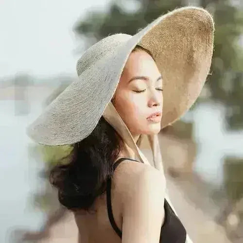 Chapeau en paille de jute à larges bords LOLA beige naturel