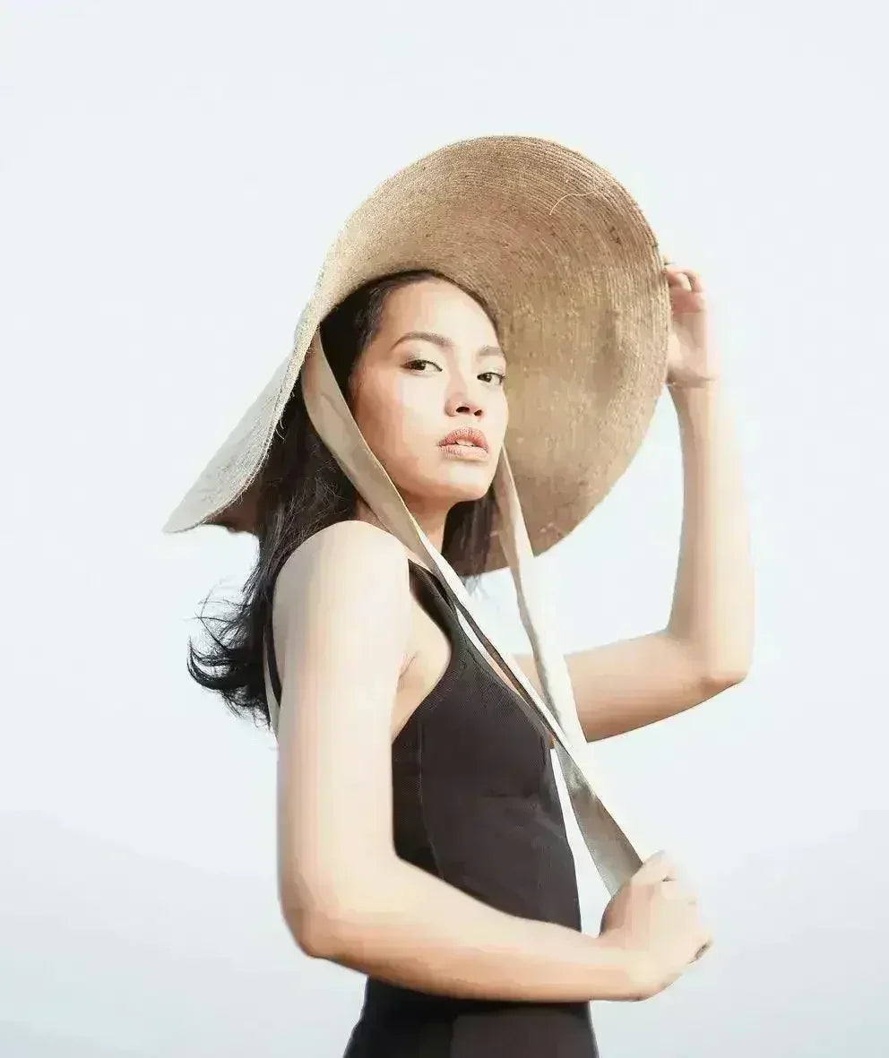 Chapeau en paille de jute à larges bords LOLA beige naturel