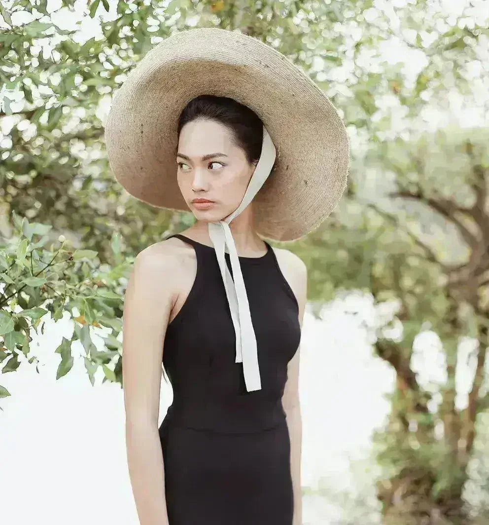 Chapeau en paille de jute à larges bords LOLA beige naturel