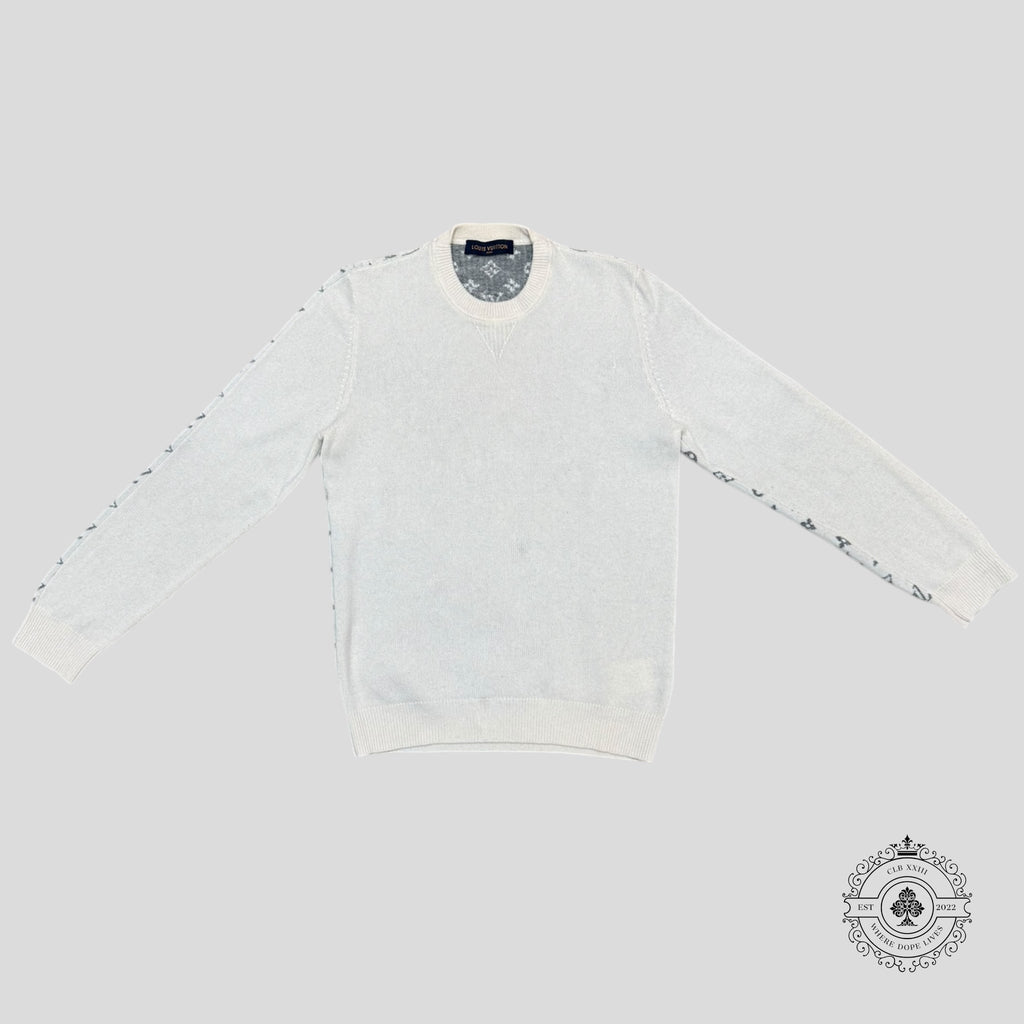 Pull Louis Vuitton en cachemire blanc avec demi-monogramme