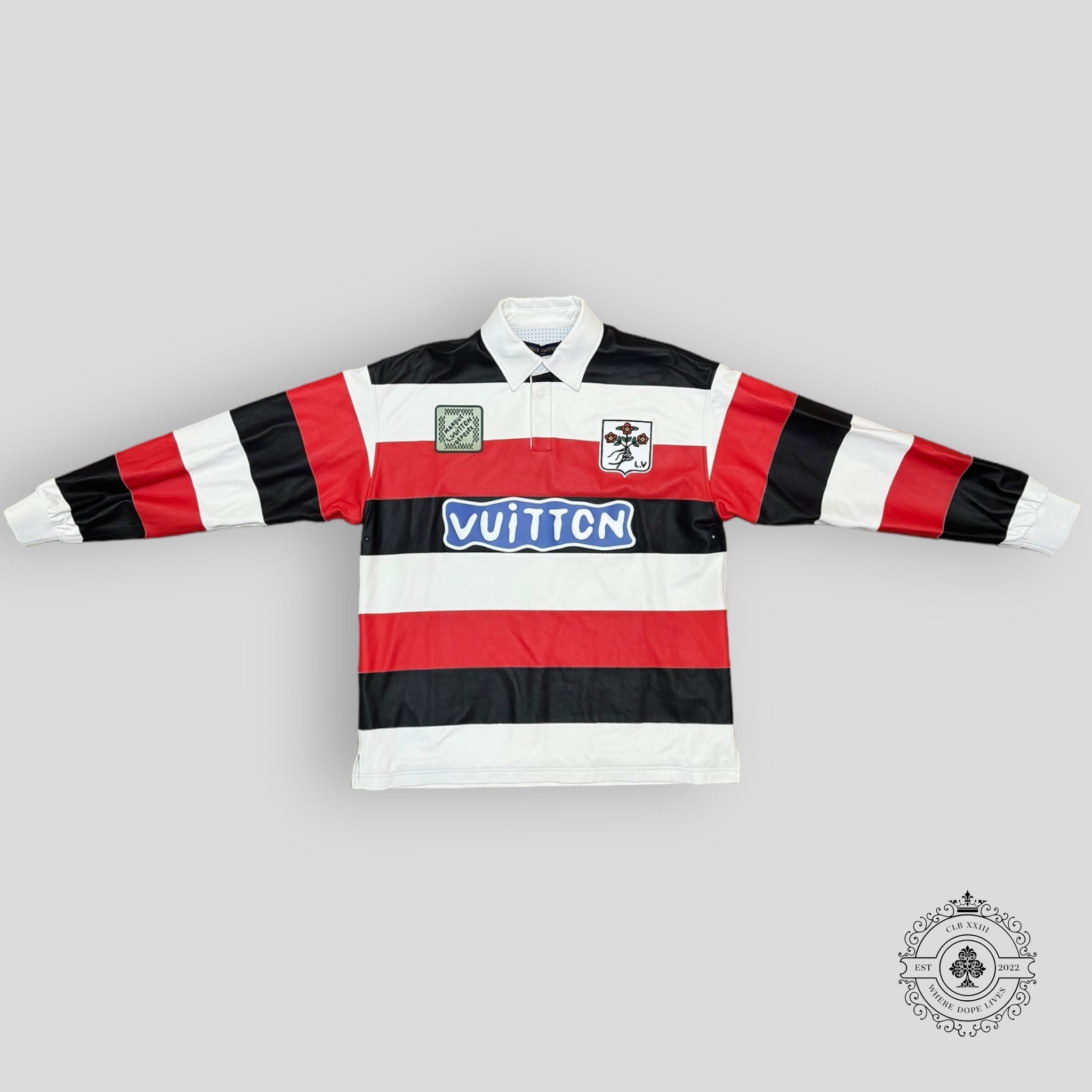 Polo de rugby Louis Vuitton en cuir intarsia à manches longues