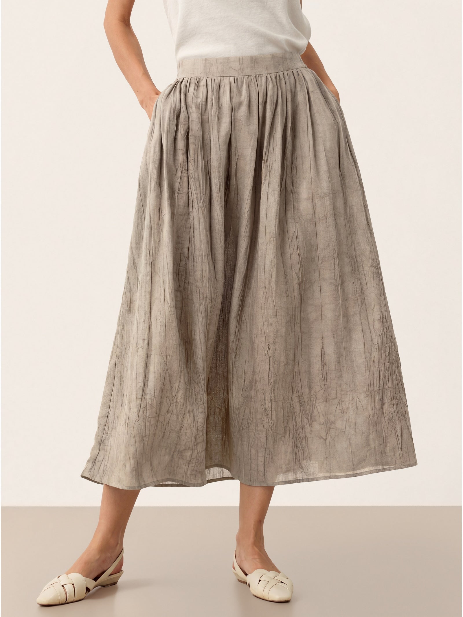 Jupe à taille plissée texturée en lyocell ROSAMUND