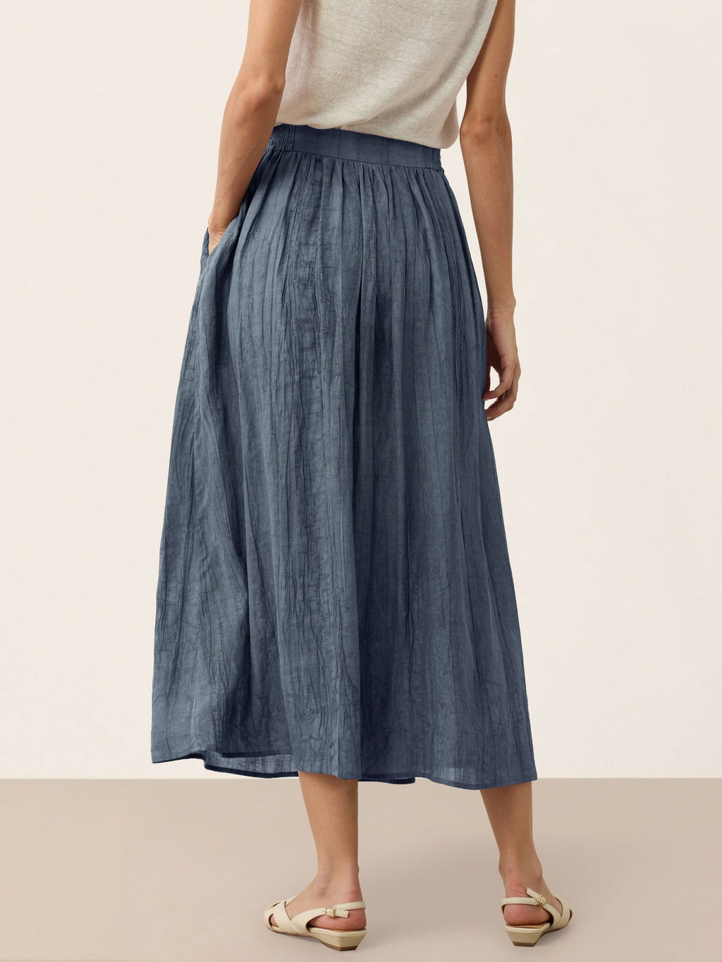 Jupe à taille plissée texturée en lyocell ROSAMUND