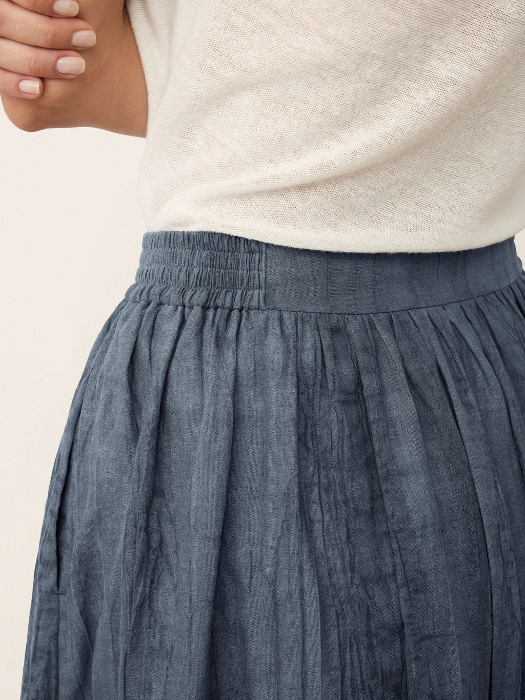 Jupe à taille plissée texturée en lyocell ROSAMUND