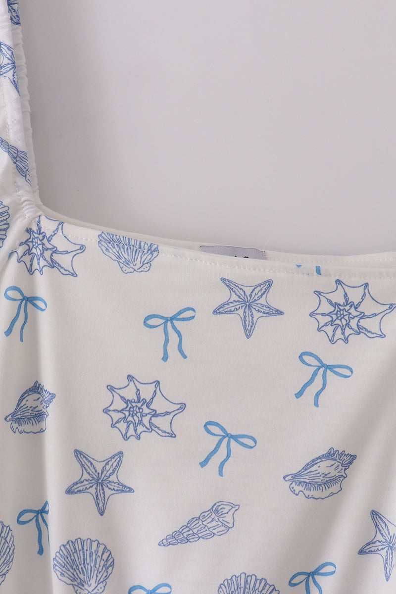 Robe coquillage bleue nœud maman et moi