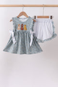 Ensemble short à volants brodé chiot floral