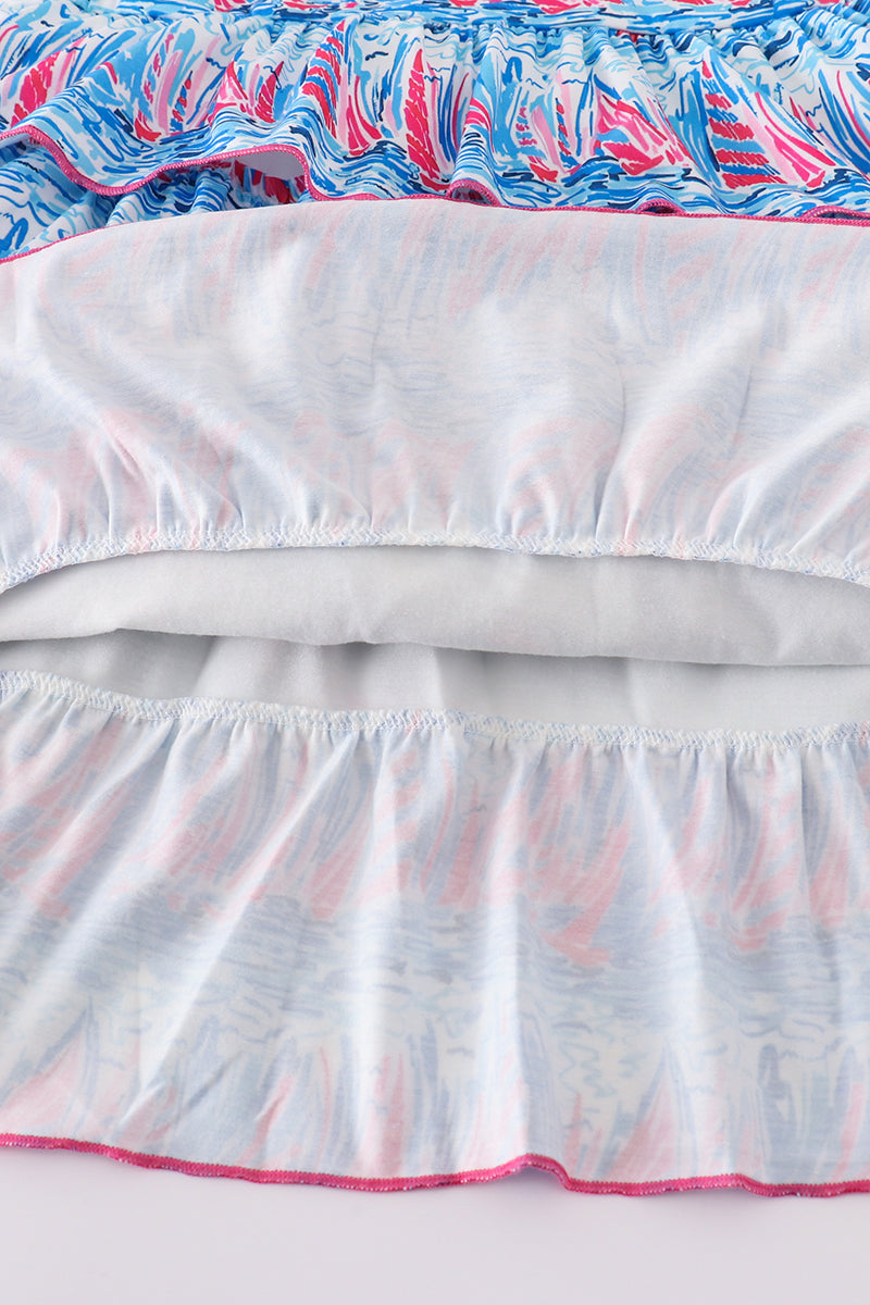 Robe imprimée mère-fille « Sérénade du voilier bleu »