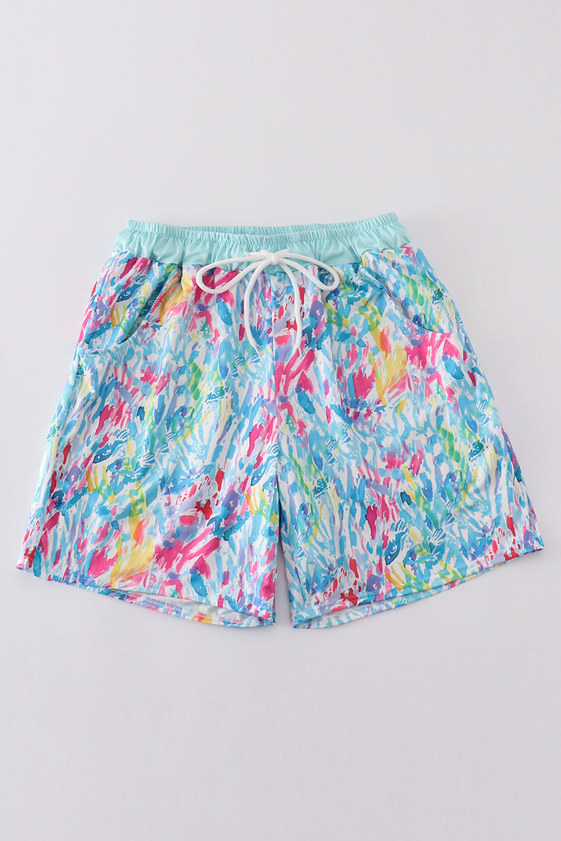 Maillot de bain papa arc-en-ciel menthe éclaboussures