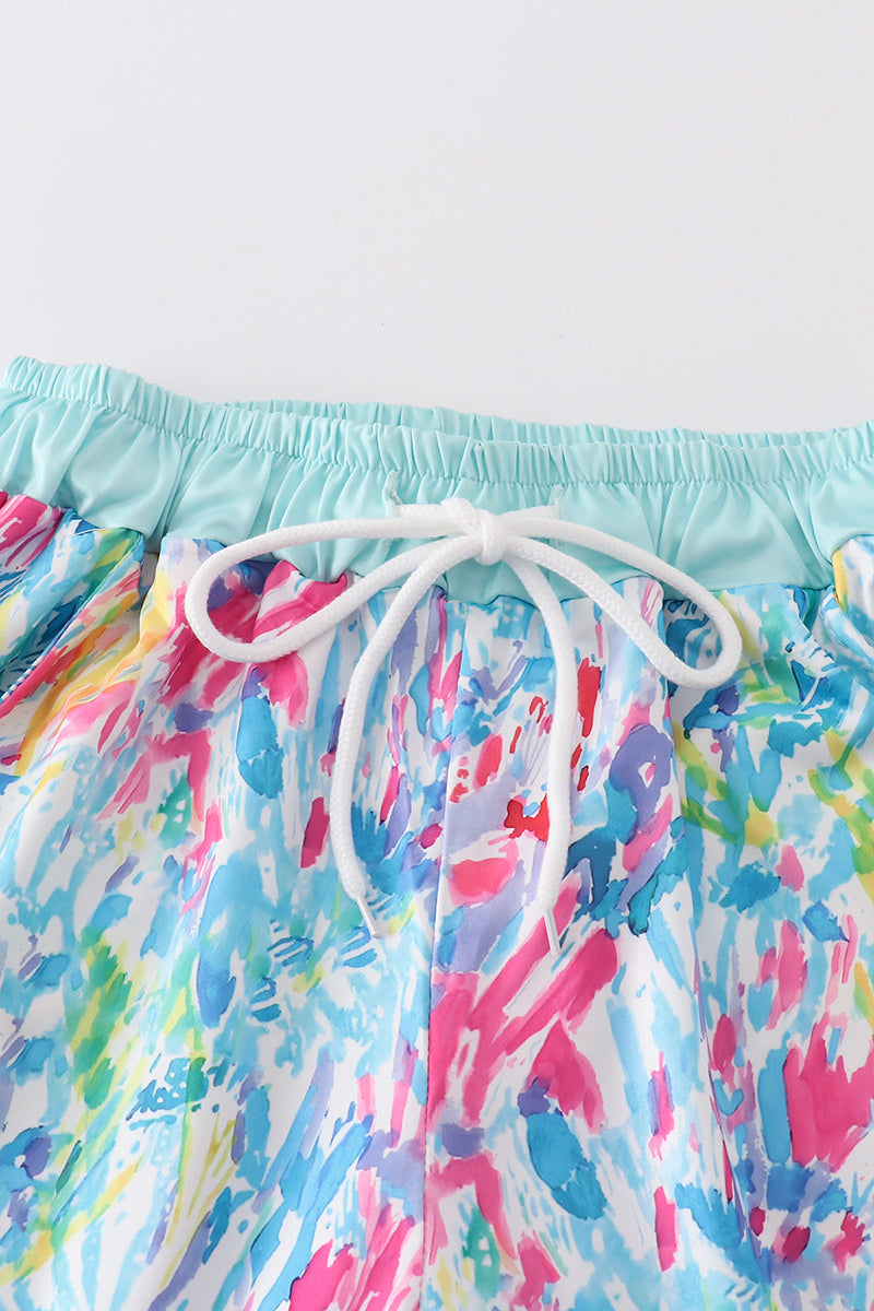 Maillot de bain papa arc-en-ciel menthe éclaboussures
