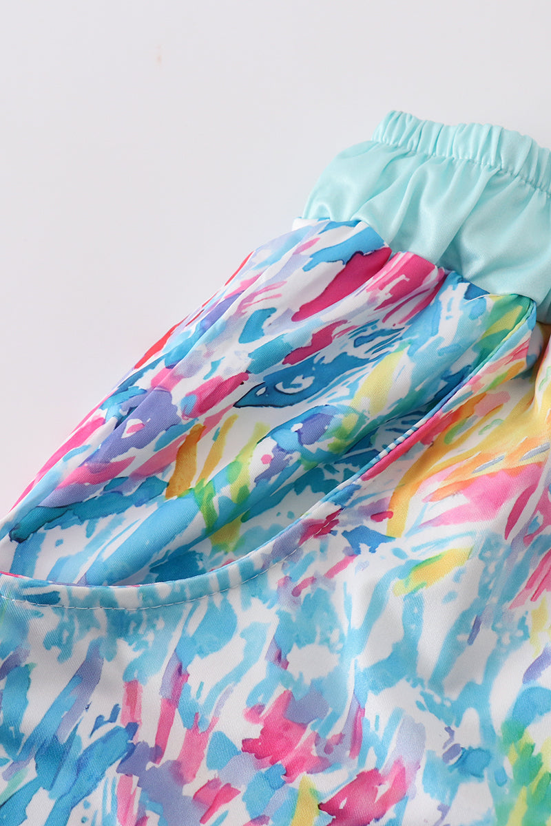 Maillot de bain papa arc-en-ciel menthe éclaboussures