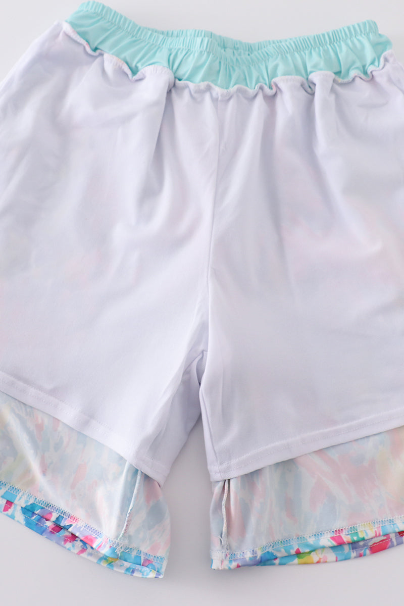 Maillot de bain papa arc-en-ciel menthe éclaboussures