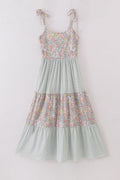 Robe vichy maman et moi harmonie florale pastel sauge