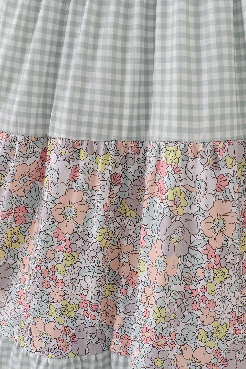 Robe vichy maman et moi harmonie florale pastel sauge