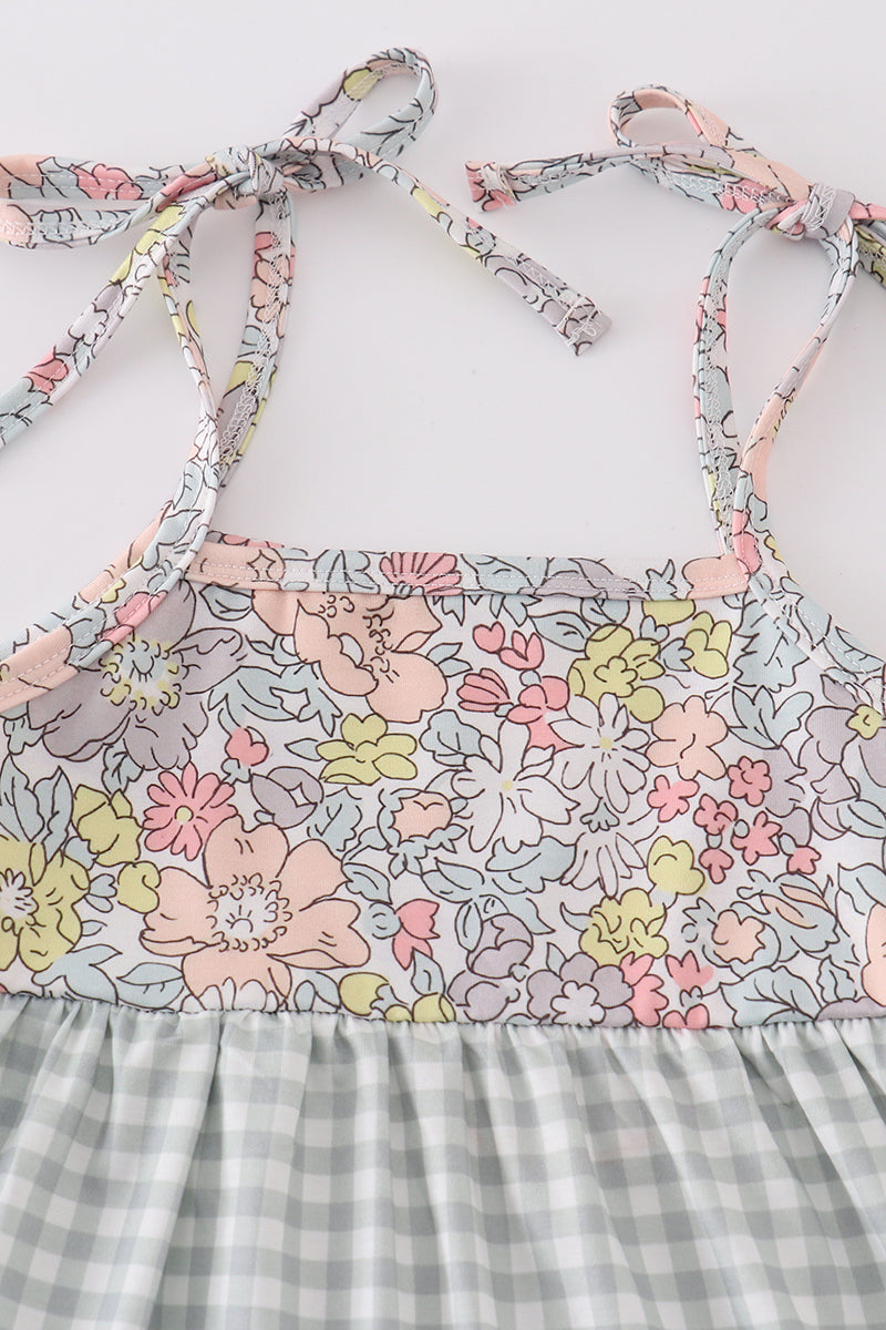 Robe vichy maman et moi harmonie florale pastel sauge