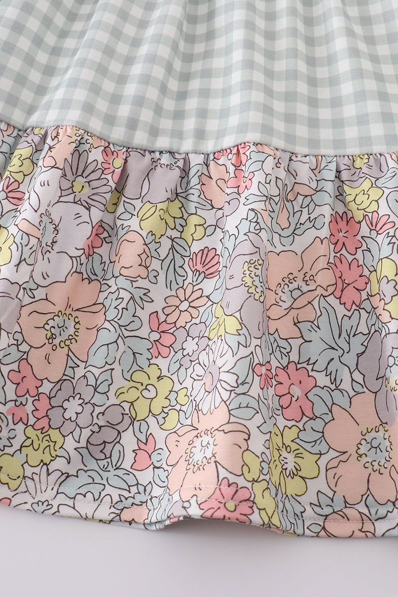 Robe vichy maman et moi harmonie florale pastel sauge