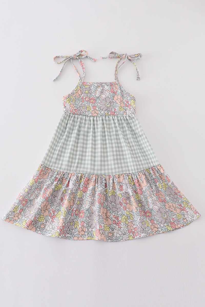 Robe vichy maman et moi harmonie florale pastel sauge