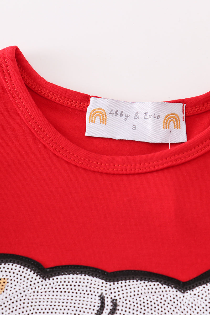 Haut rouge à sequins bulldog de Géorgie pour maman et moi