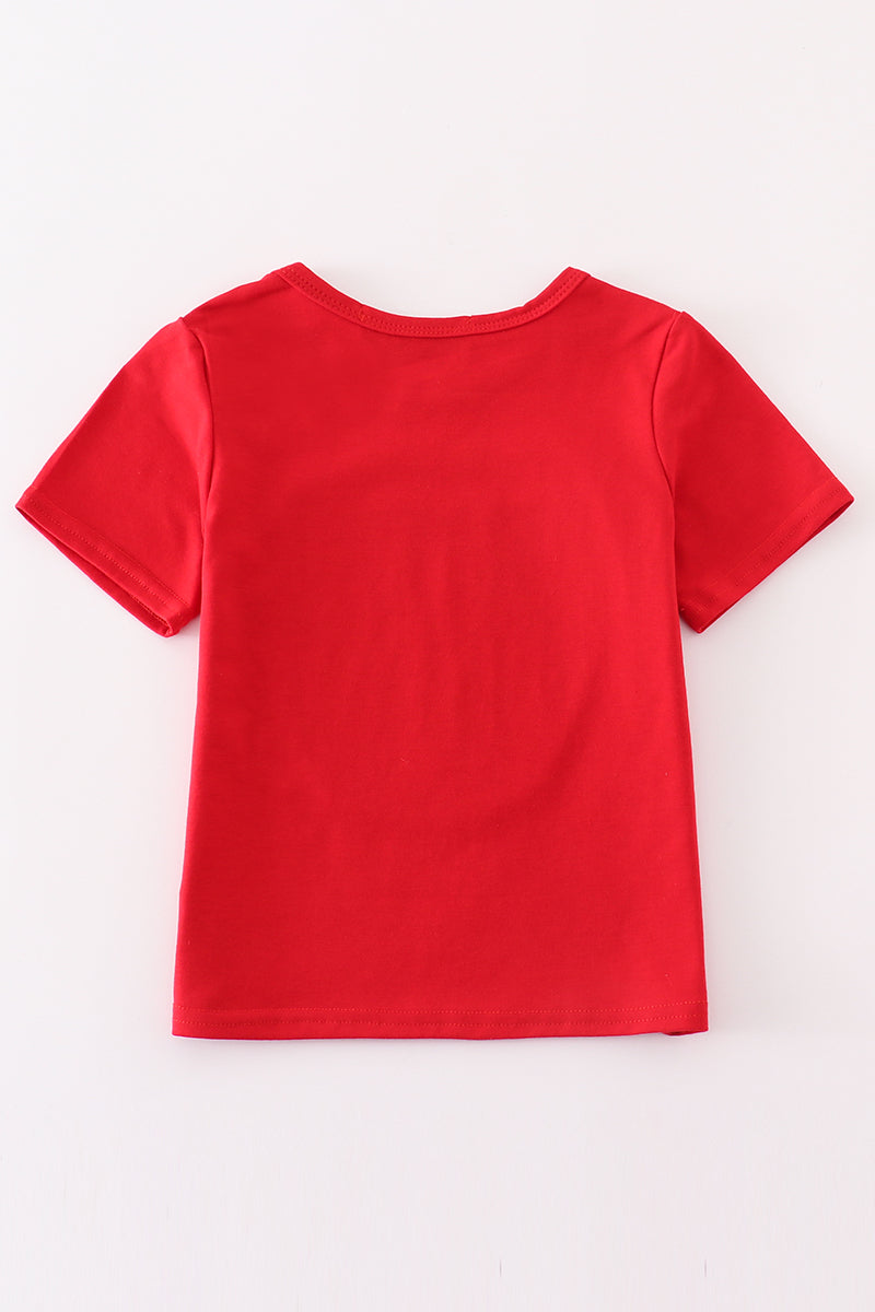 Haut rouge à sequins bulldog de Géorgie pour maman et moi