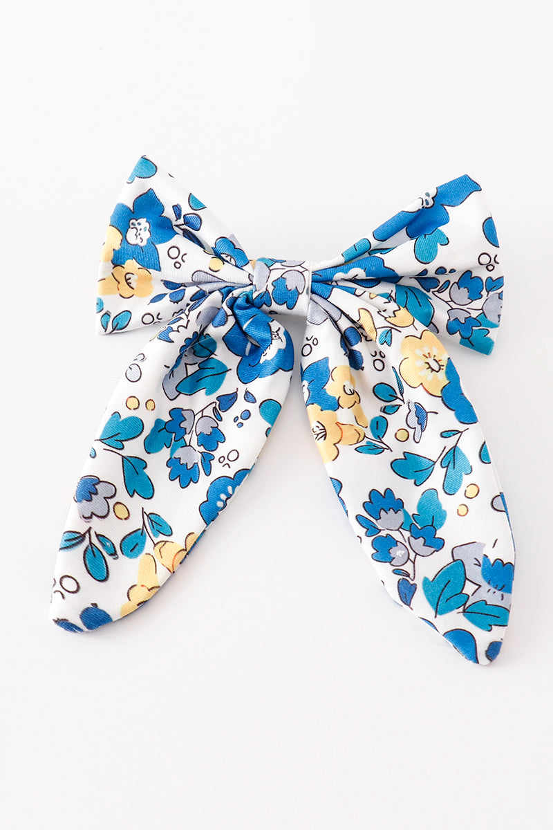 Nœud marin pour cheveux à imprimé floral bleu