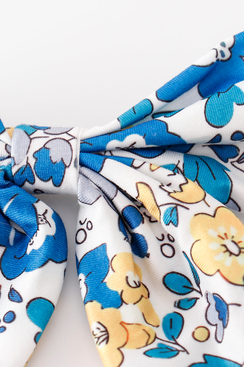 Nœud marin pour cheveux à imprimé floral bleu