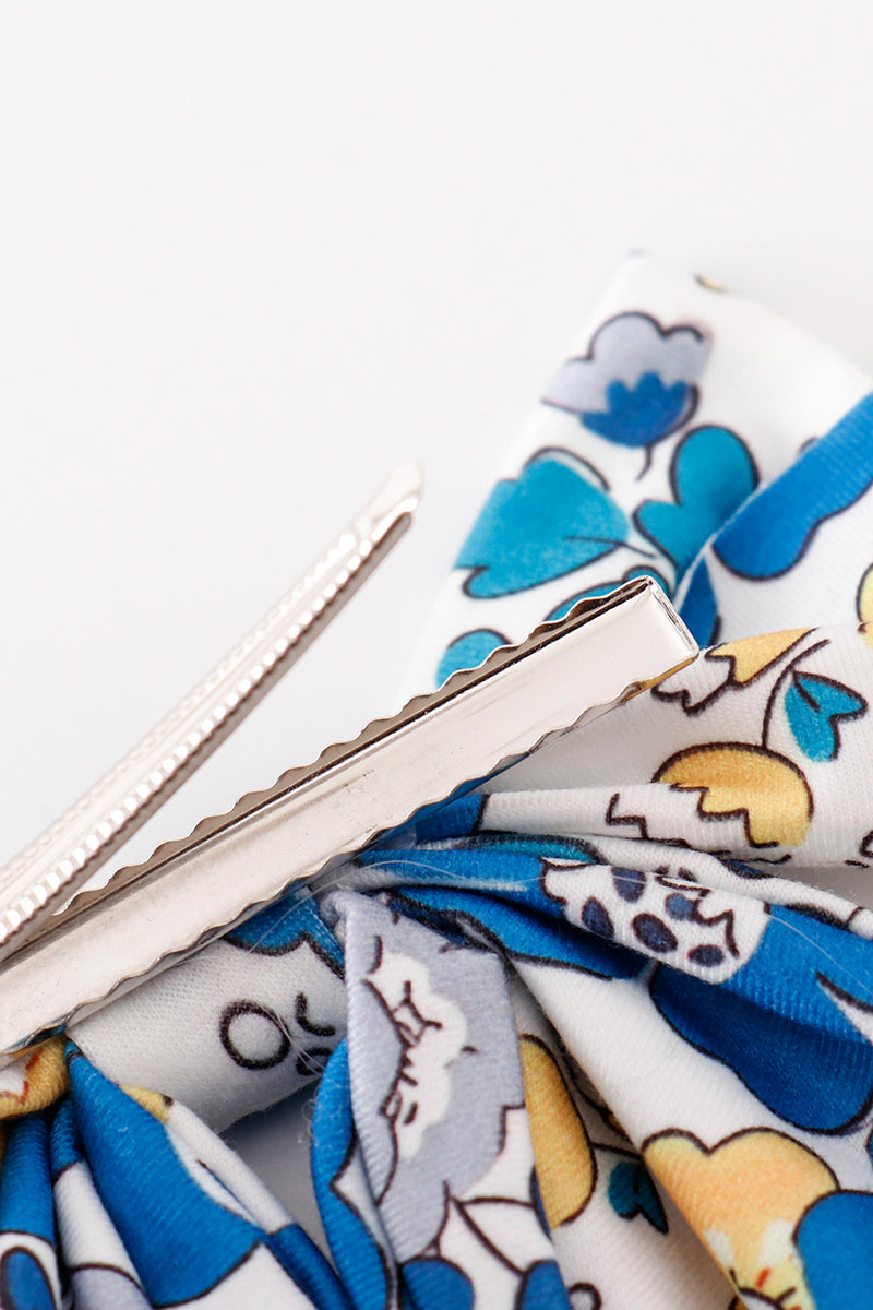 Nœud marin pour cheveux à imprimé floral bleu